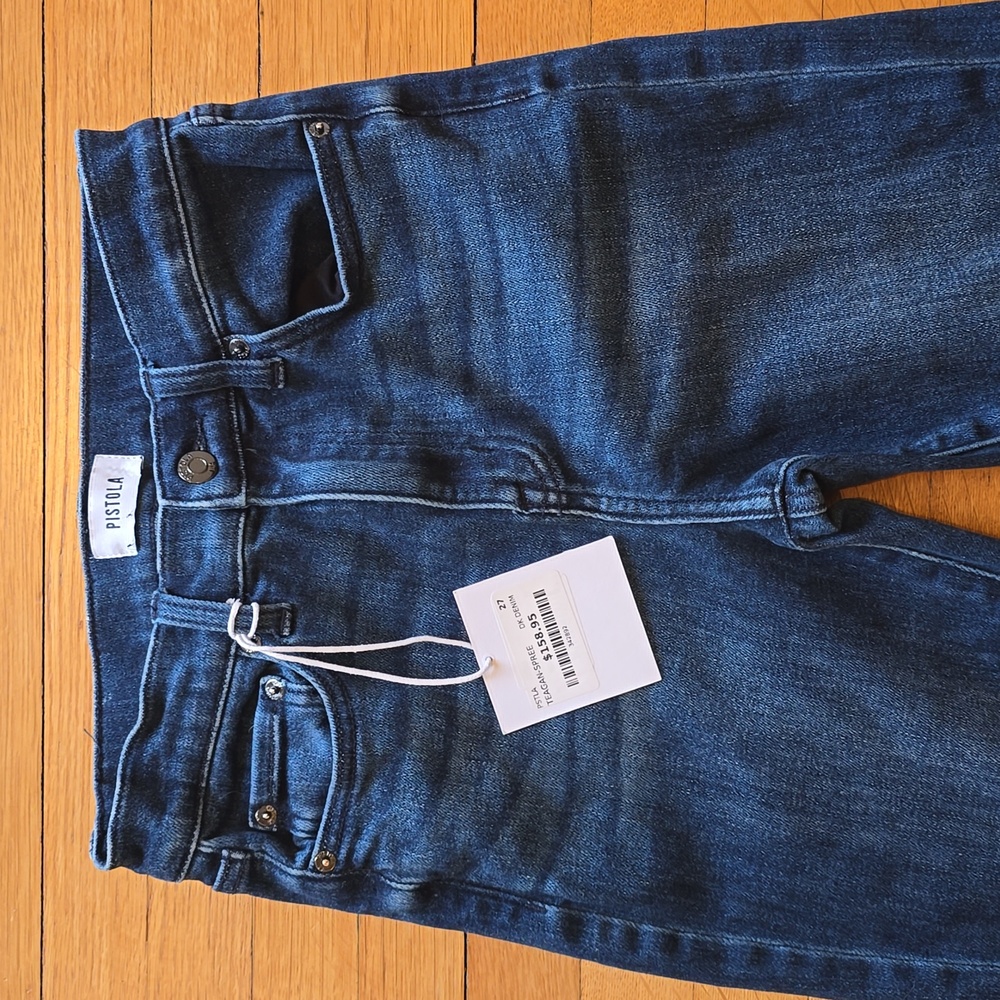 NWT, Pistola, Teagan-Spree, Dark Denim High Rise Front Slit Jeans, Women's 27 - Picture 3 of 16